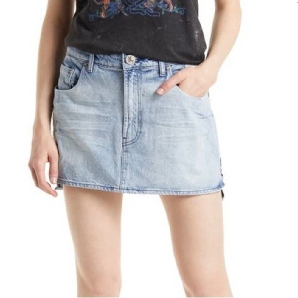 NEW One Teaspoon Jailbird Vanguard Mini Jean Skirt Bleached Federal Wash Size 29